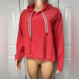 Aerie Women's Red Ribbed Hoodie Large